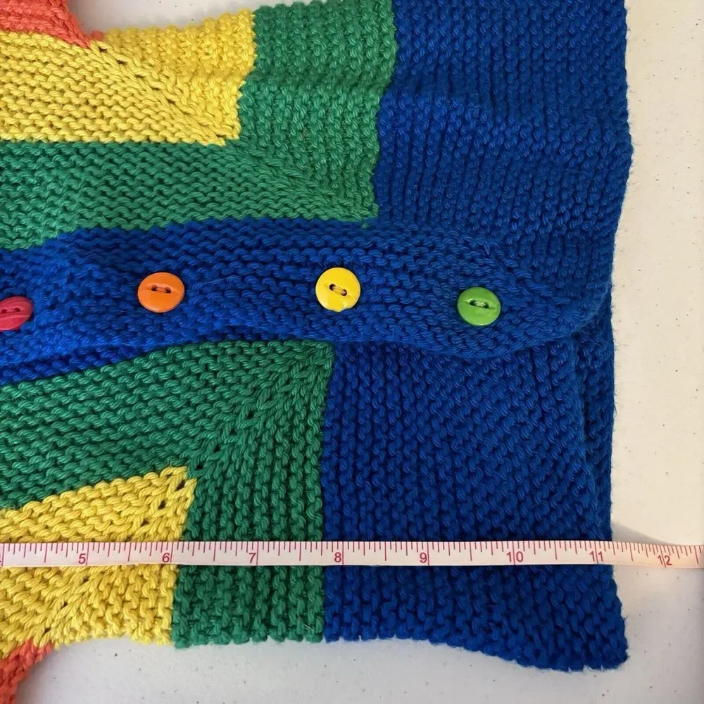 Hand Knit Baby Sweater Cardigan in Rainbow Colors‎ 1-6 Months Handmade Knit